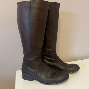 FRYE Melissa Stud 9 B Brown Leather Back Zip Riding Boots Preppy Equestrian